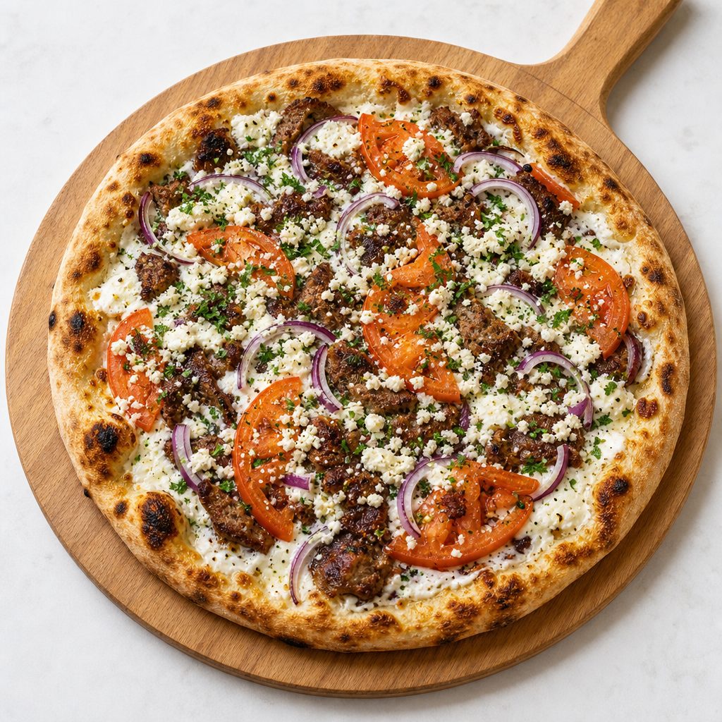 16 Lamb Gyro Pizza.