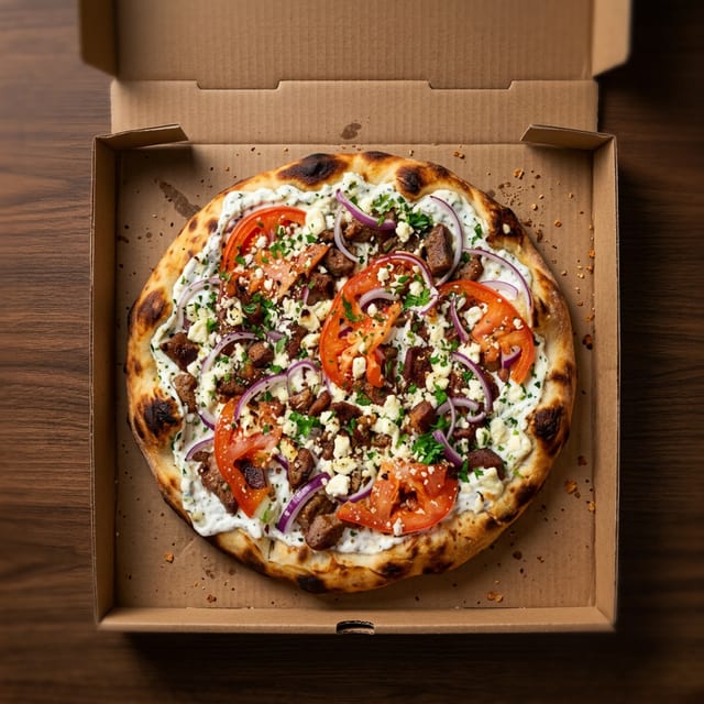 16 Lamb Gyro Pizza.